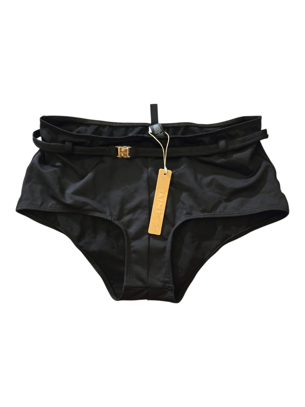 NWT SKIMS Iconic Swim Belted Boyshort Black Obsidian Medium